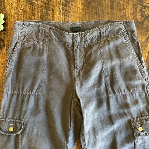 J. Crew | Linen & Silk Blend Vintage Cargo Pants, Chocolate Brown, Size 6 - Picture 3 of 10